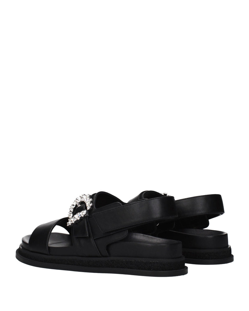 Jimmy Choo Black Leather Flat Sandals Glam Steals