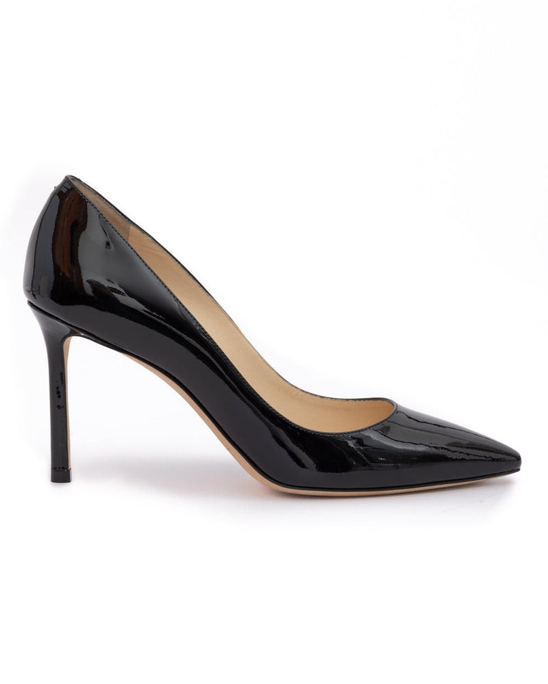 Jimmy Choo Black Leather Patent Romy 85 Pumps Glam Steals