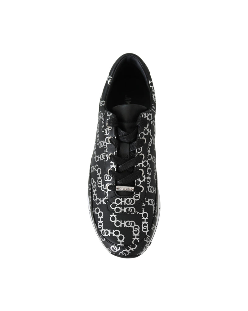 Jimmy Choo Black Leather Silver Monza Sneakers Glam Steals