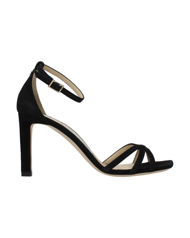 Jimmy Choo Black Leather Stiletto Heel Sandals Glam Steals