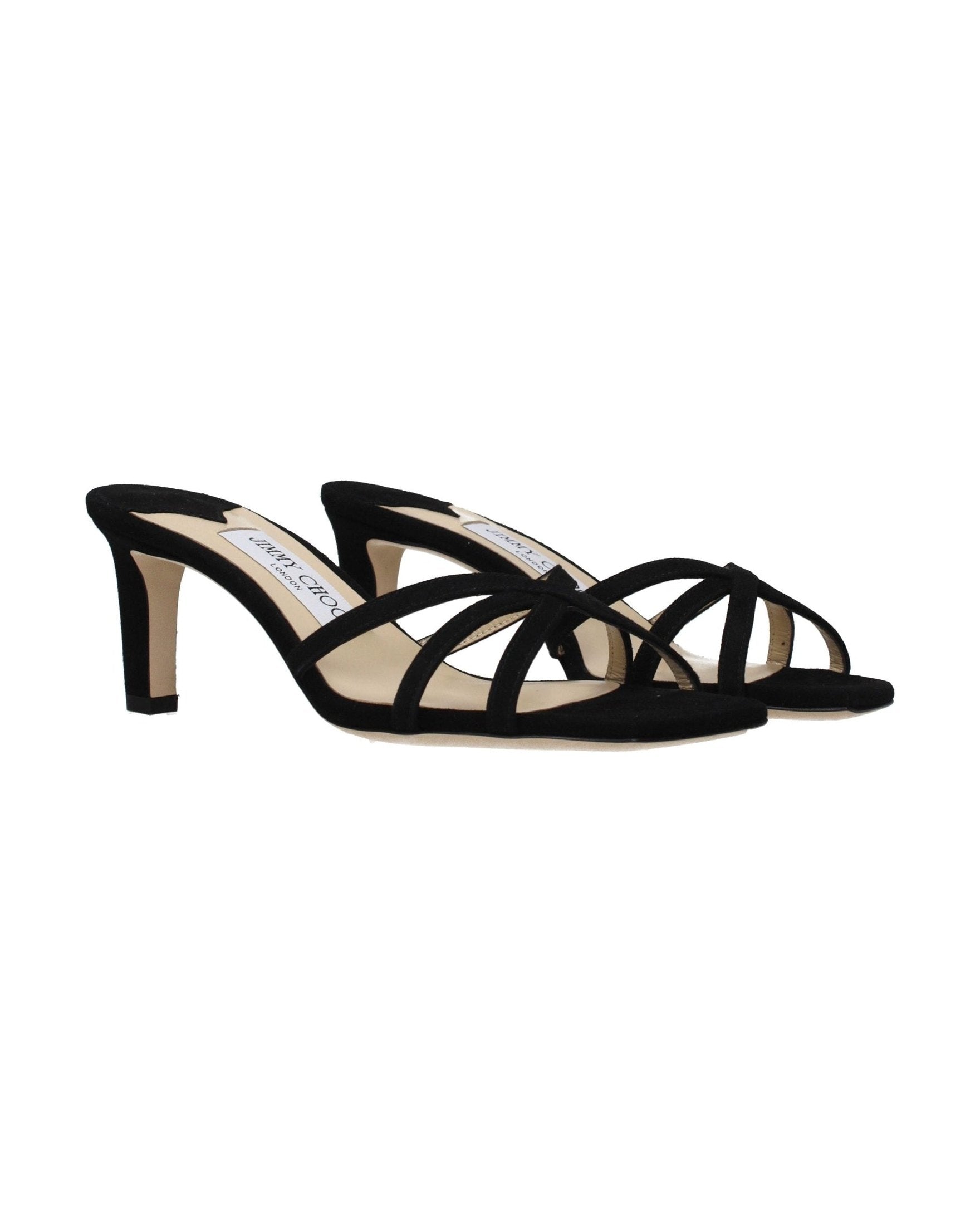 Jimmy Choo Black Leather Stiletto Heel Sandals Glam Steals