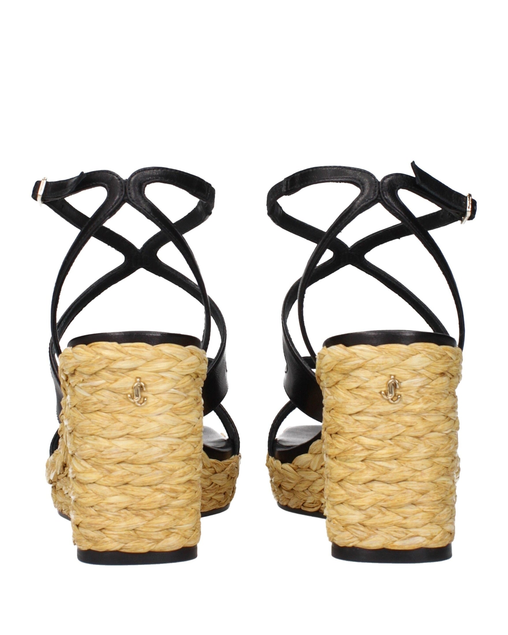 Jimmy Choo Black Leather Wedges Sandals Glam Steals