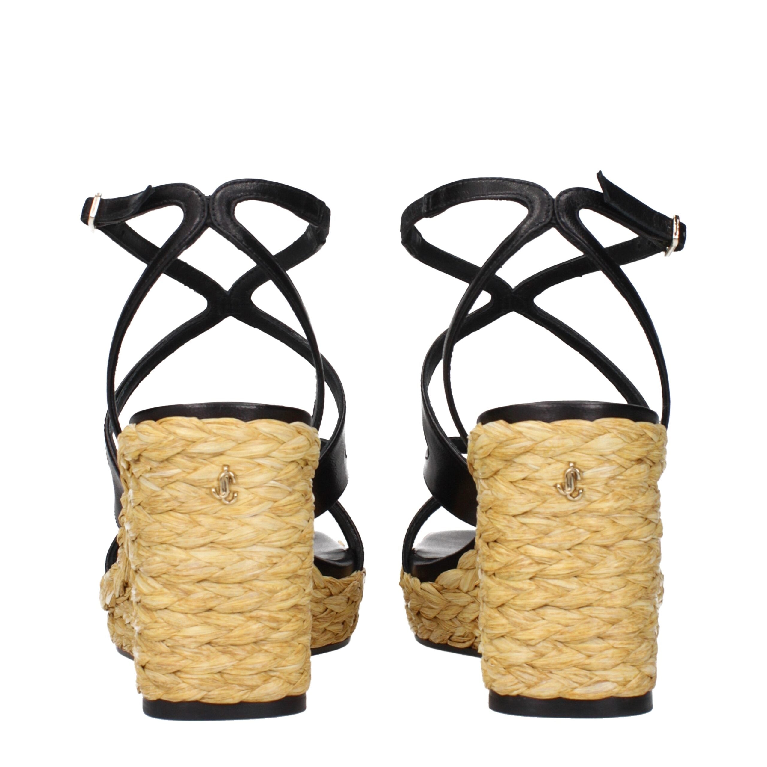 Jimmy Choo Black Leather Wedges Sandals Glam Steals