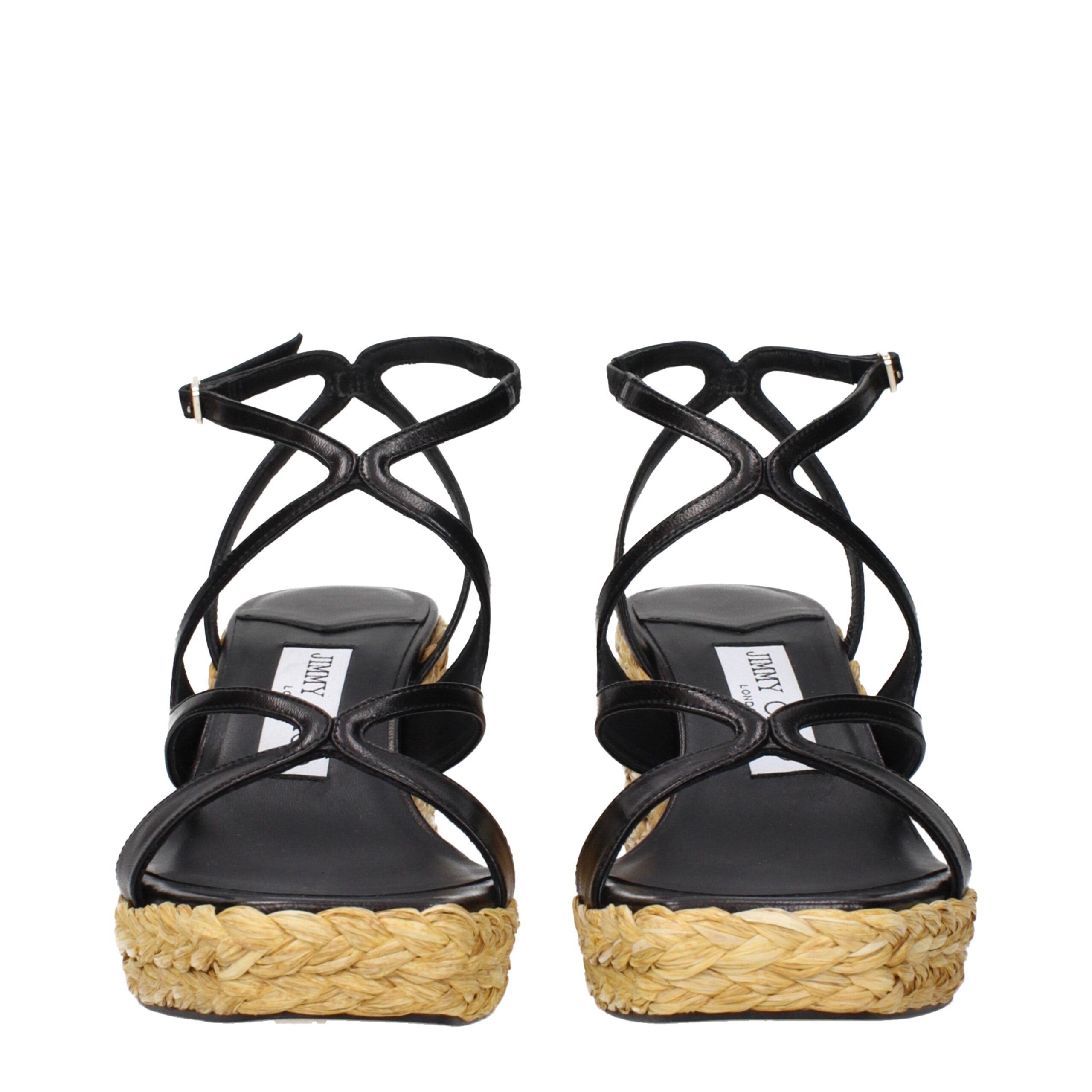 Jimmy Choo Black Leather Wedges Sandals Glam Steals