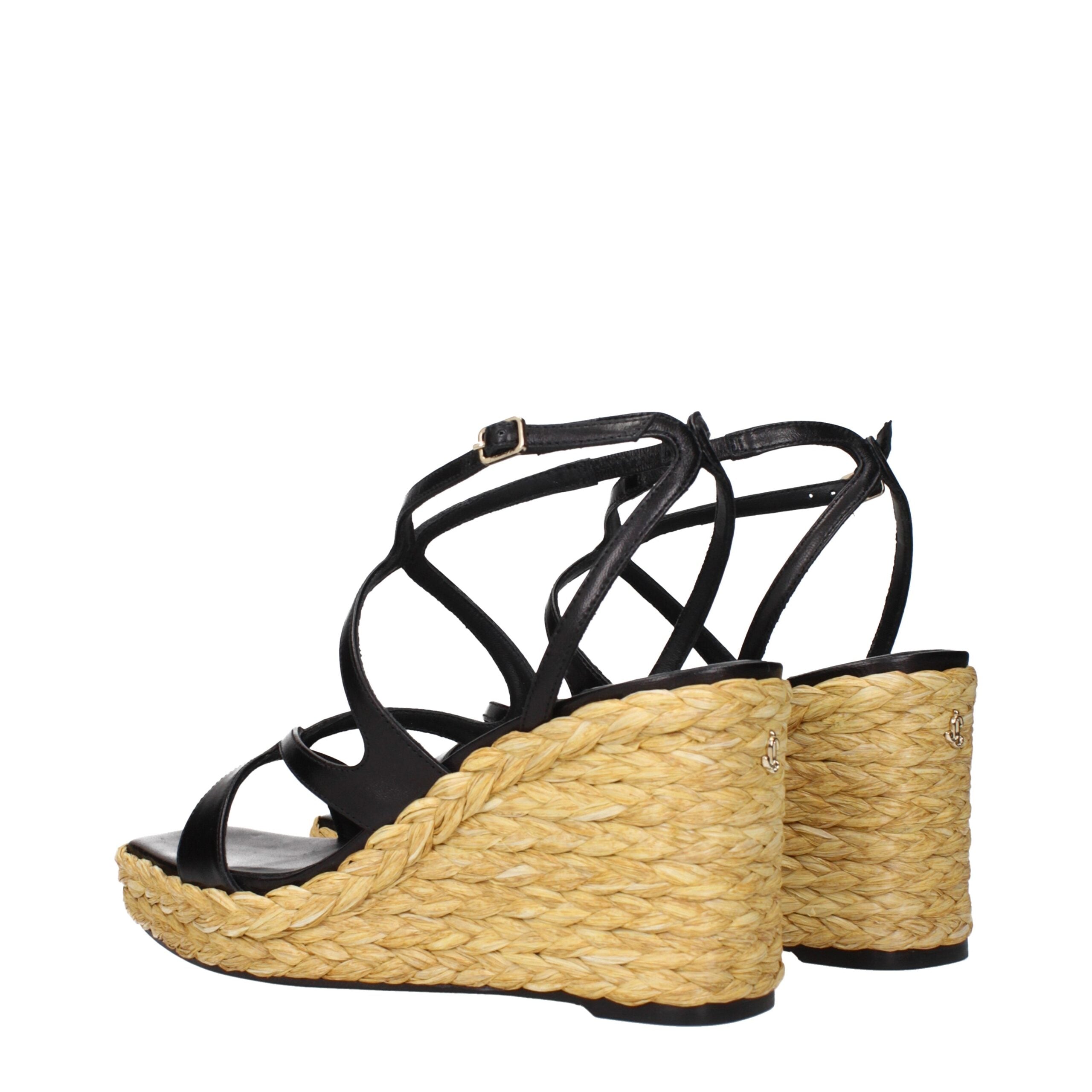 Jimmy Choo Black Leather Wedges Sandals Glam Steals