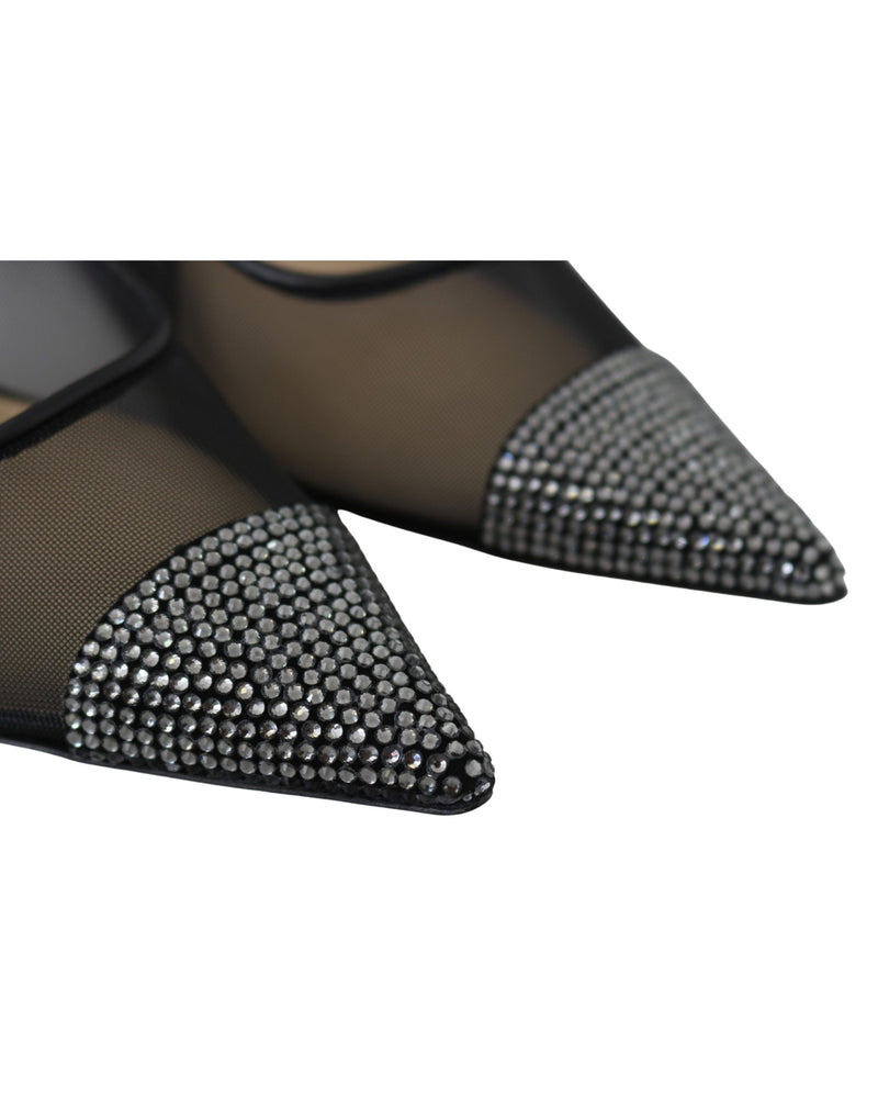 Jimmy Choo Black Mesh Amika 85 Diamond Pumps Shoes Glam Steals