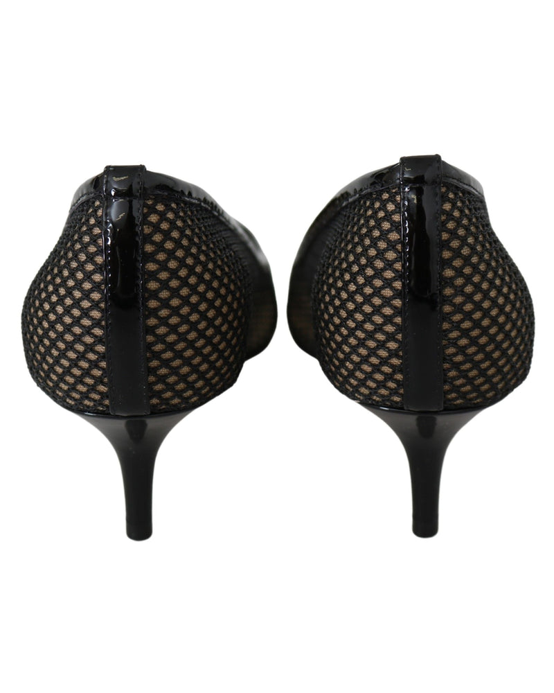 Jimmy Choo Black Mesh Leather Amika 50 Pumps Glam Steals