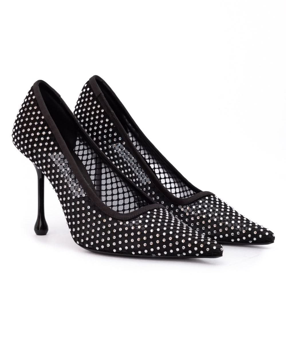 Jimmy Choo Black Mesh Satin Crystal Ixia 95 Pumps Glam Steals