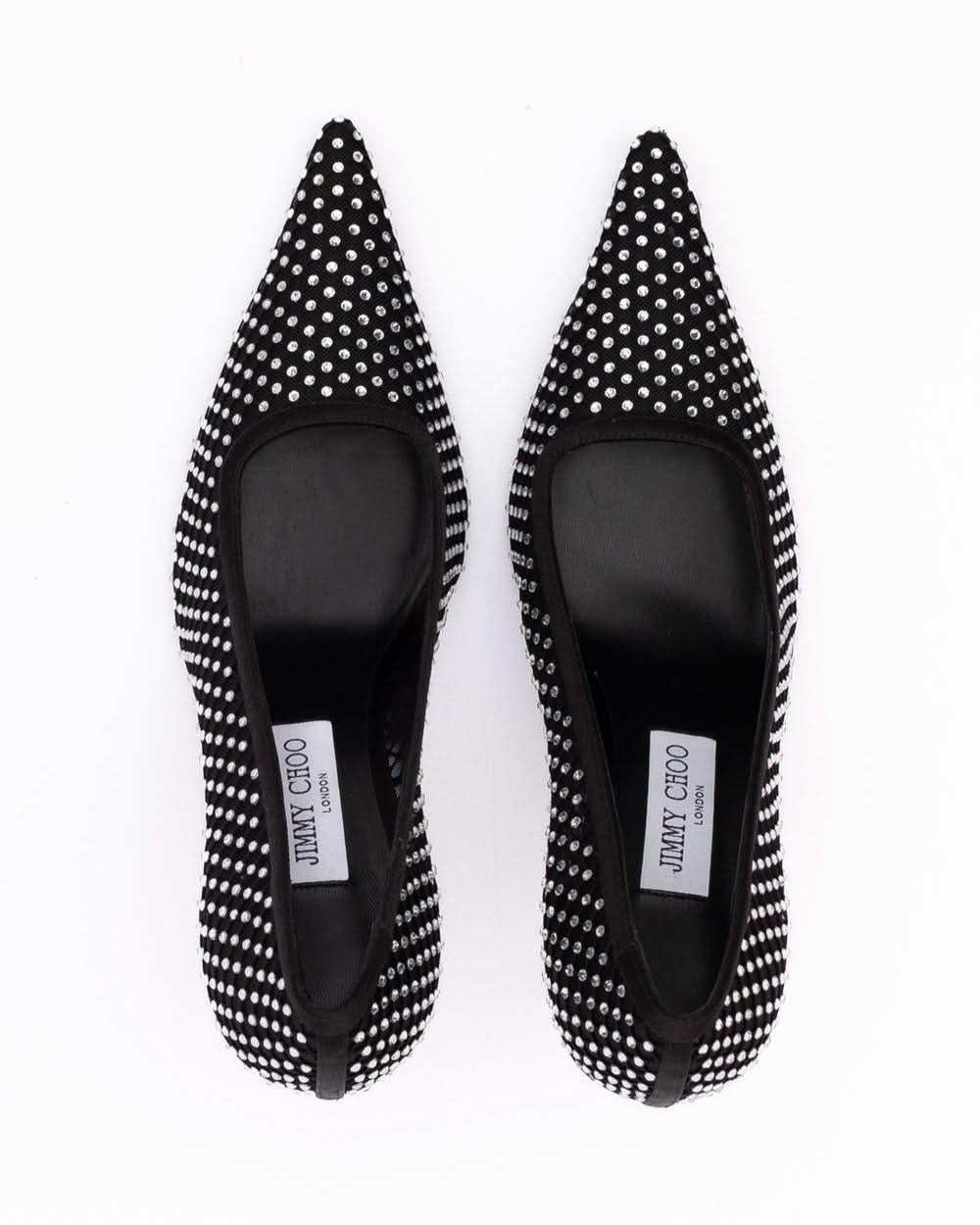 Jimmy Choo Black Mesh Satin Crystal Ixia 95 Pumps Glam Steals