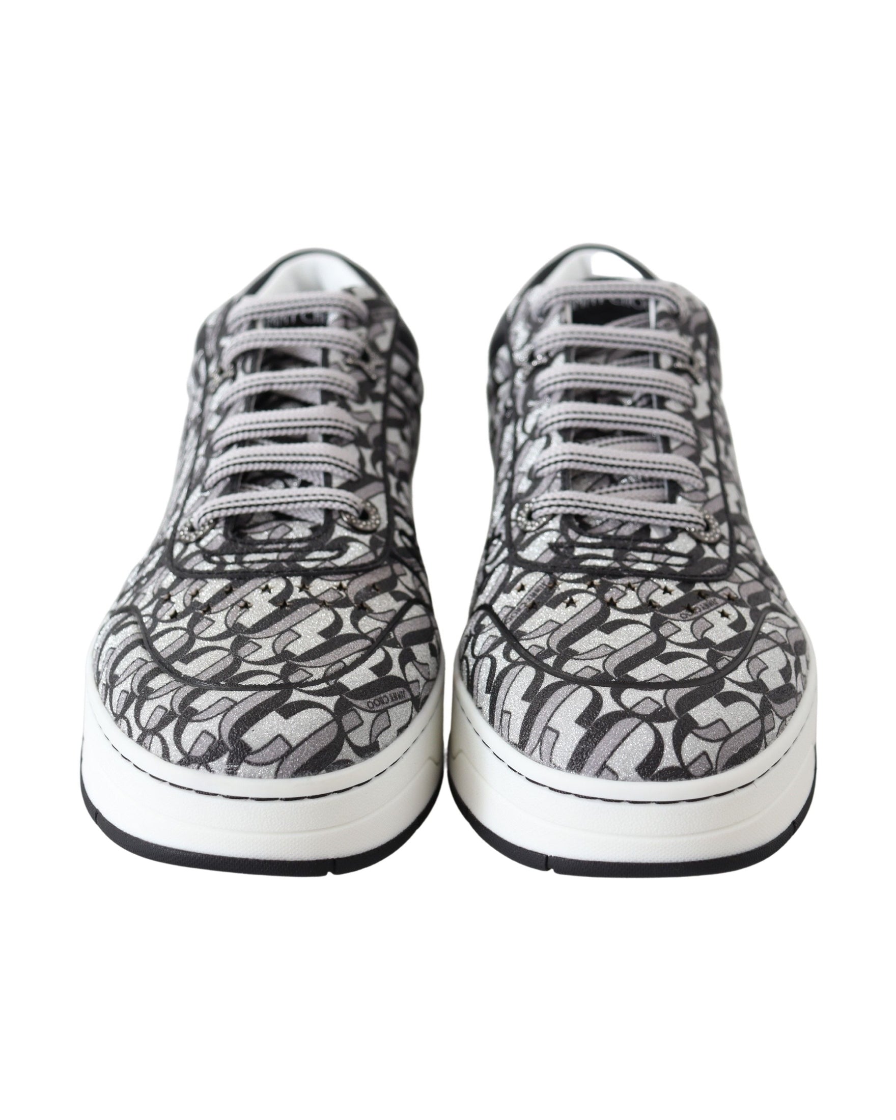 Jimmy Choo Black Silver Glitter Hawaii Sneakers Glam Steals