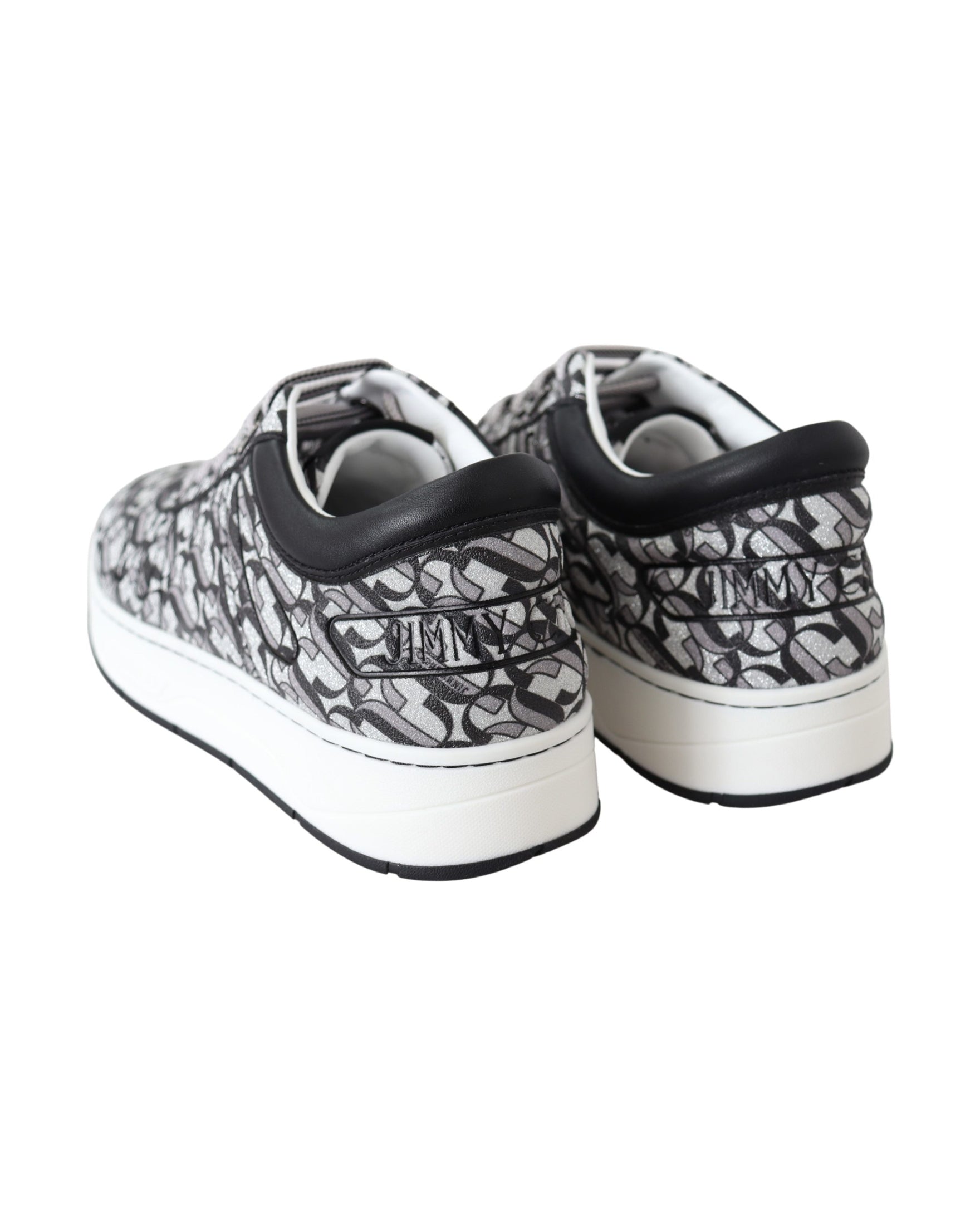 Jimmy Choo Black Silver Glitter Hawaii Sneakers Glam Steals