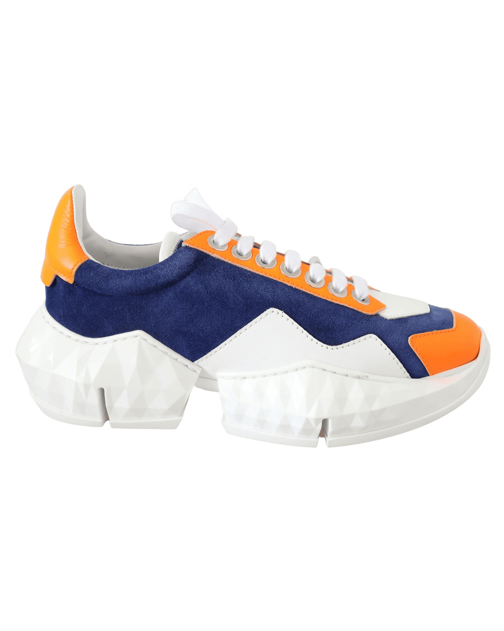 Jimmy Choo Blue Leather Diamond Orange Sneaker Glam Steals