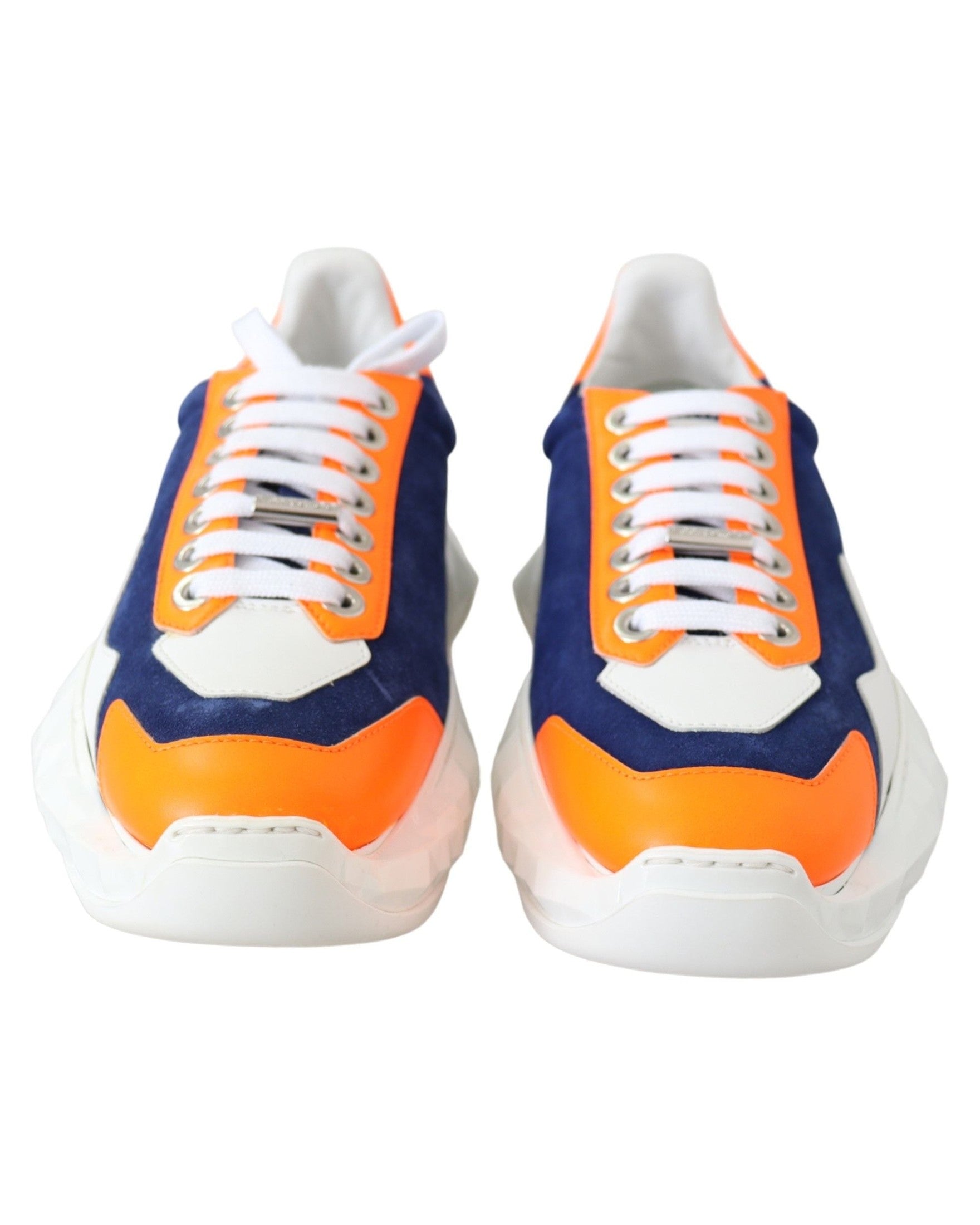 Jimmy Choo Blue Leather Diamond Orange Sneaker Glam Steals