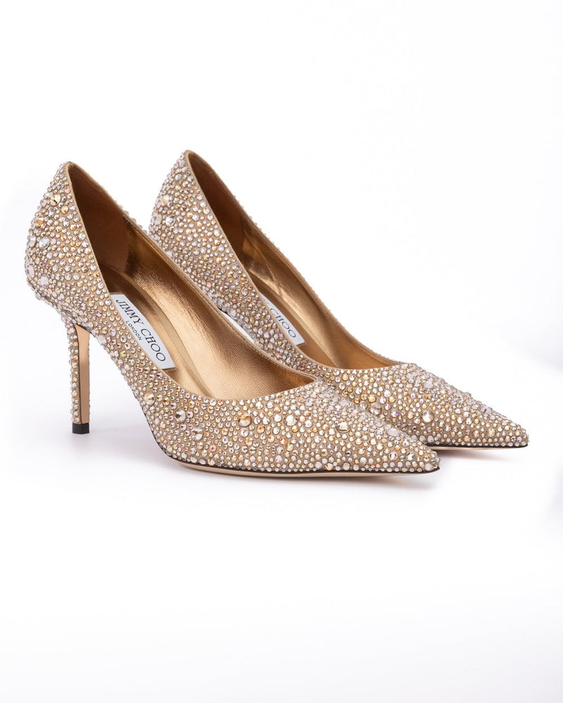 Jimmy Choo Bronze Light Crystal Love 85 Pumps Glam Steals