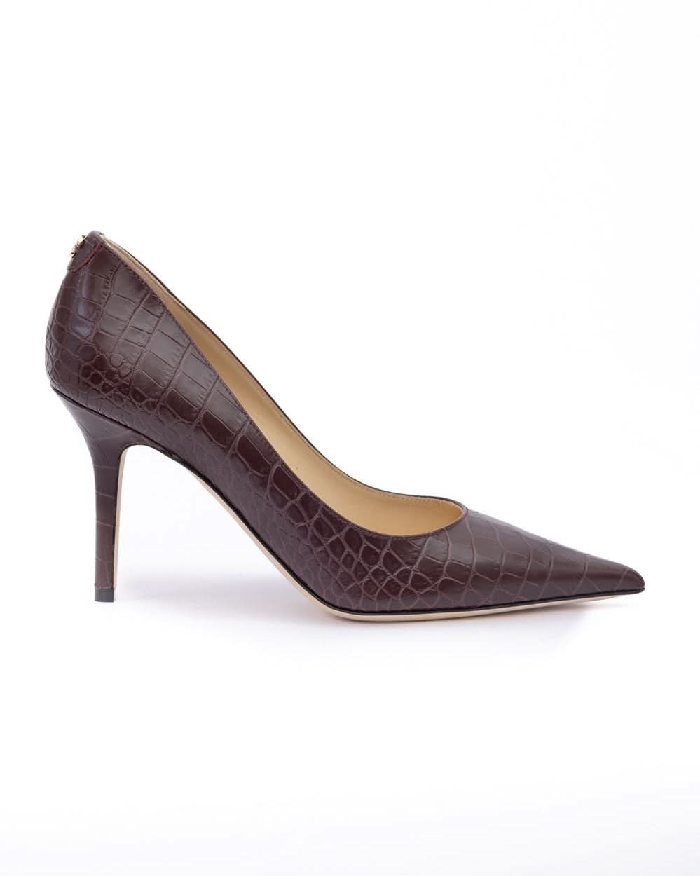 Jimmy Choo Burgundy Leather Croco Embossed Agnes Pumps Glam Steals