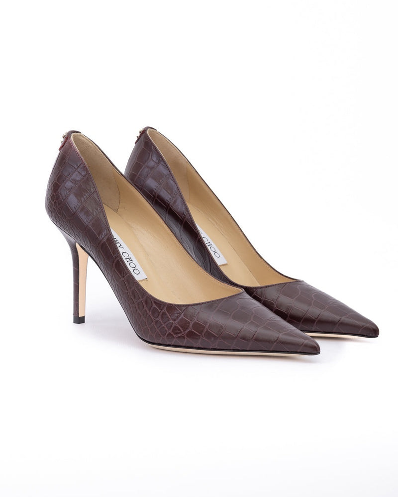 Jimmy Choo Burgundy Leather Croco Embossed Agnes Pumps Glam Steals