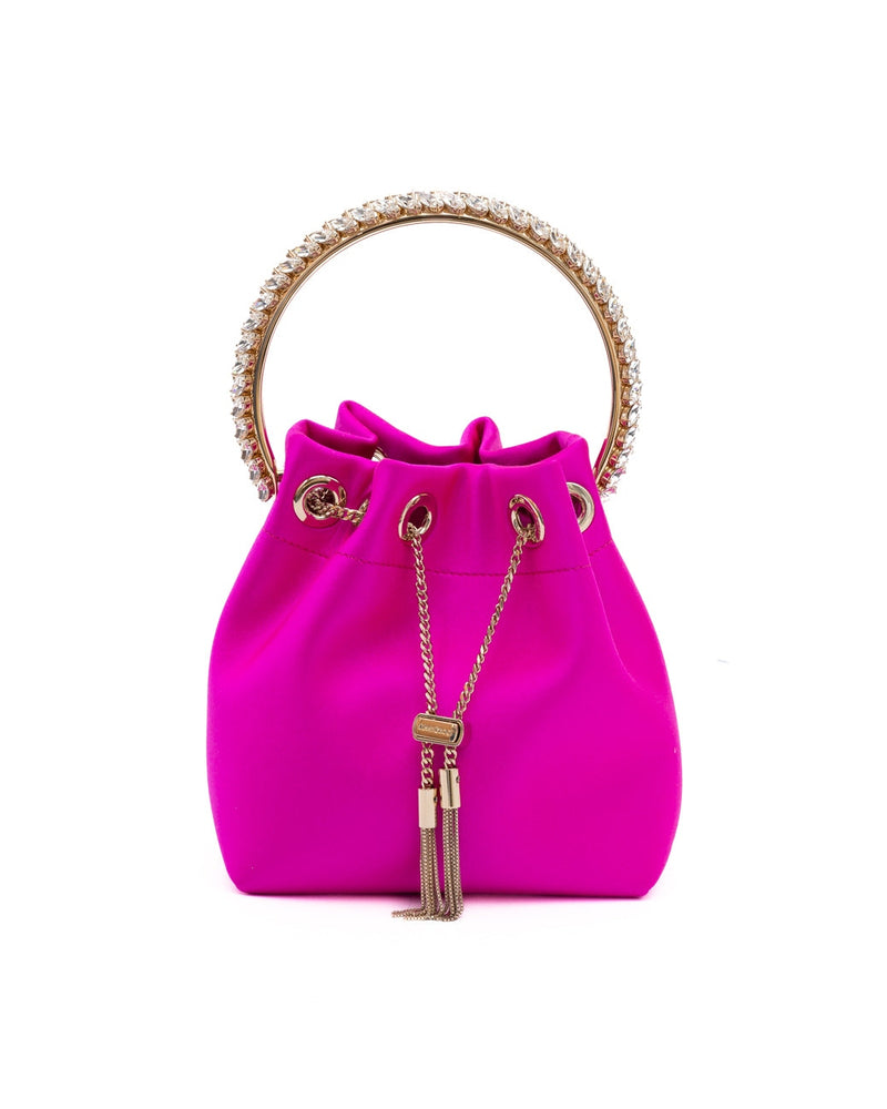 Jimmy Choo Fuchsia Satin Bon Bucket Bag Glam Steals
