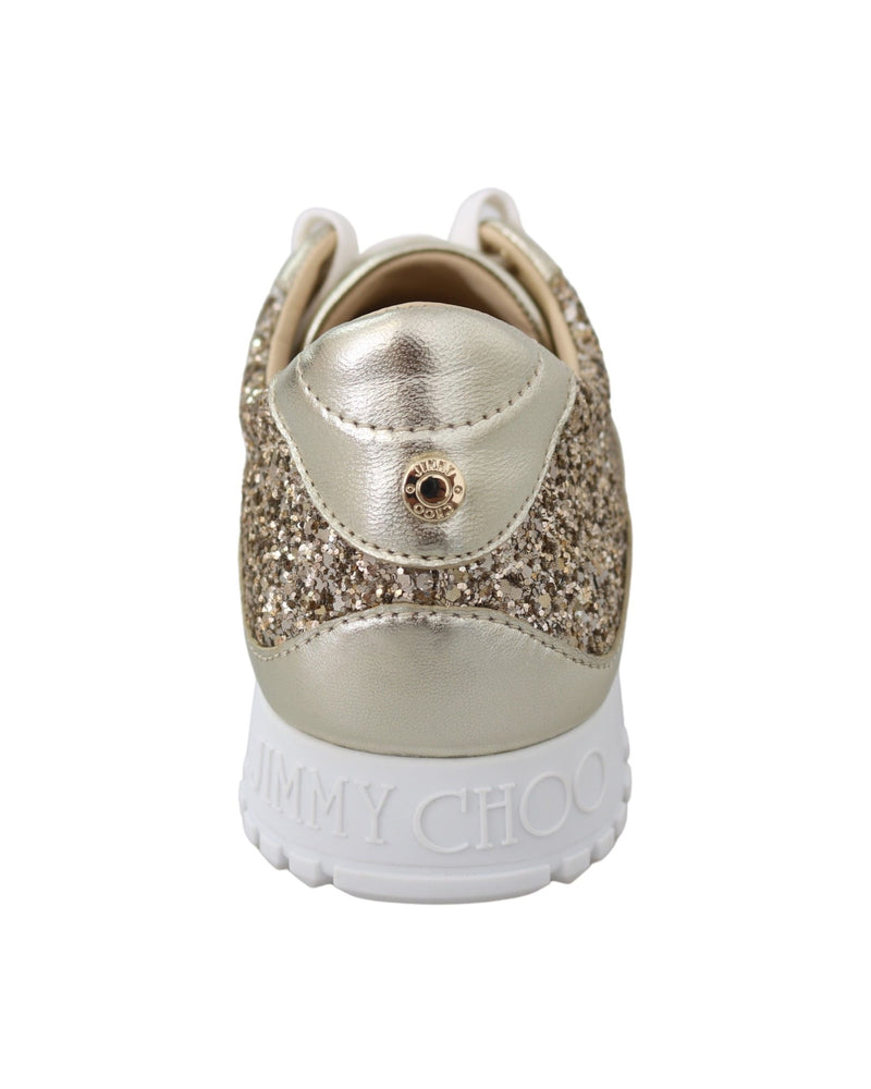 Jimmy Choo Gold Leather Antique Monza Sneakers Glam Steals