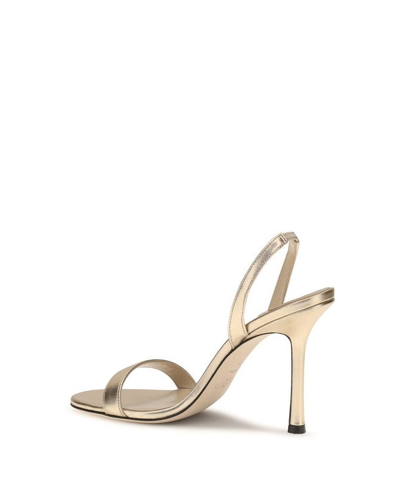 Jimmy Choo Gold Leather Calf Bos Taurus Stiletto Heel Sandals Glam Steals
