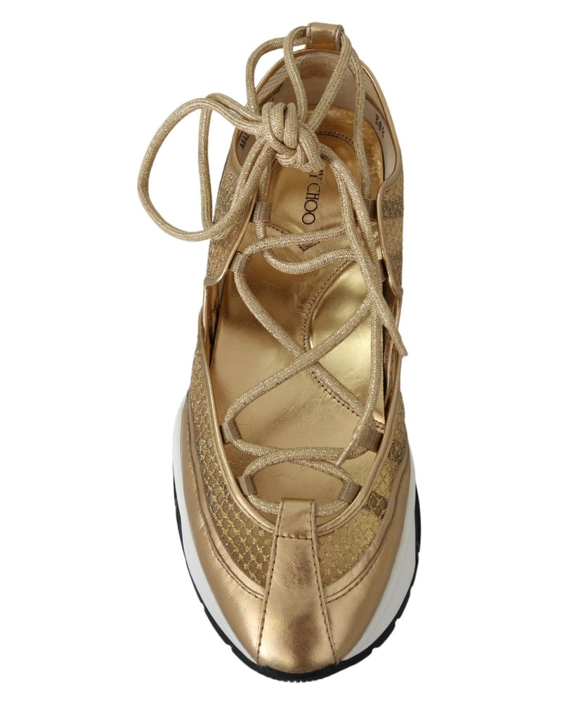 Jimmy Choo Gold Mesh Leather Michigan Sneakers Glam Steals