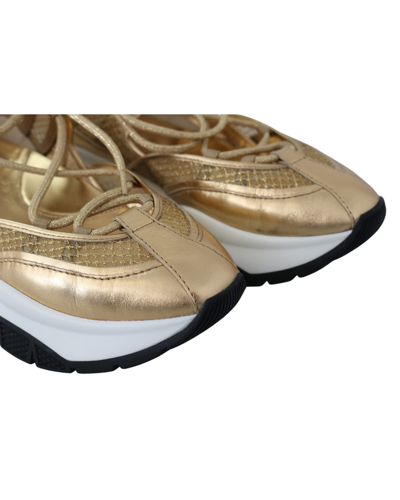 Jimmy Choo Gold Mesh Leather Michigan Sneakers Glam Steals