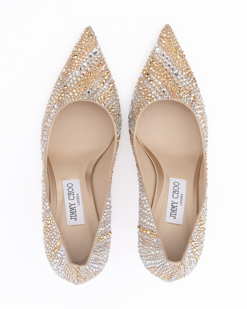 Jimmy Choo Gold Mix Crystal Love 85 Pumps Glam Steals