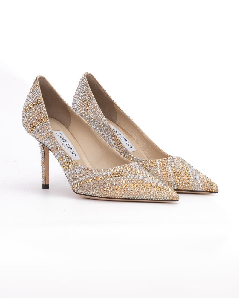 Jimmy Choo Gold Mix Crystal Love 85 Pumps Glam Steals