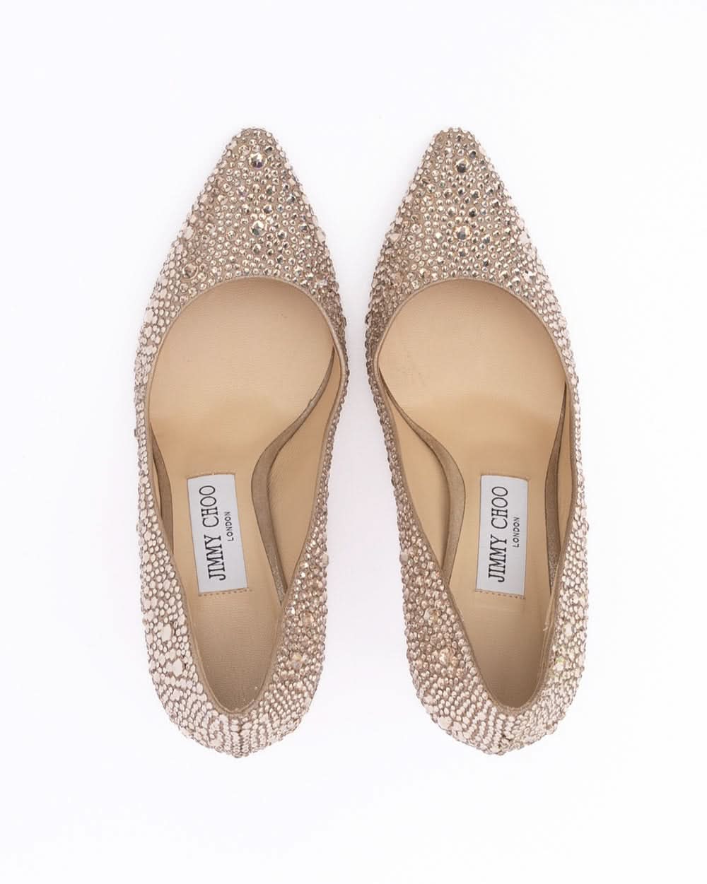 Jimmy Choo Gold Suede Honey Shimmer Crystals Romy 85 Pumps Glam Steals