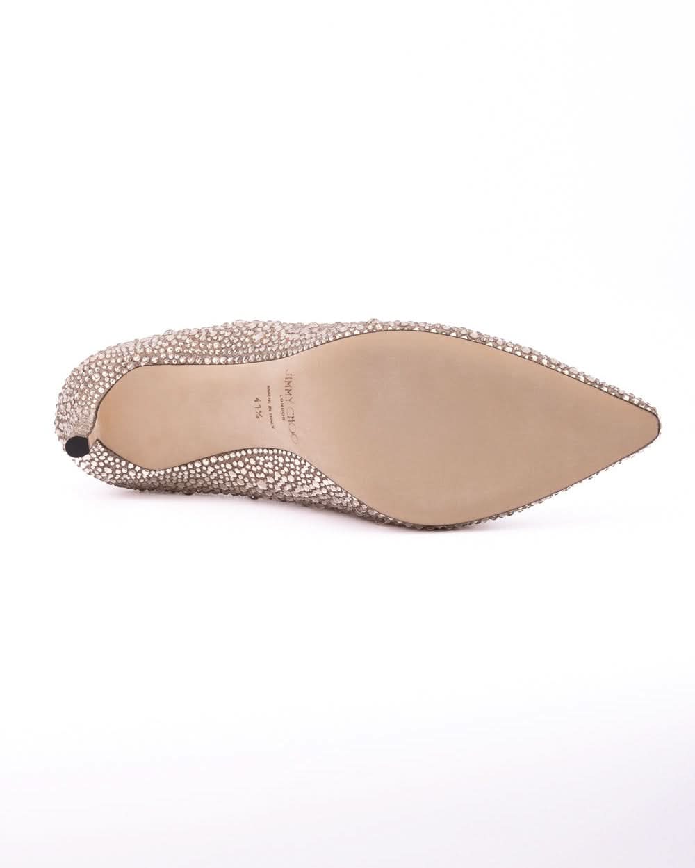 Jimmy Choo Gold Suede Honey Shimmer Crystals Romy 85 Pumps Glam Steals