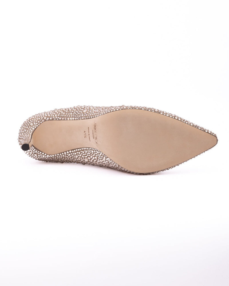 Jimmy Choo Gold Suede Honey Shimmer Crystals Romy 85 Pumps Glam Steals