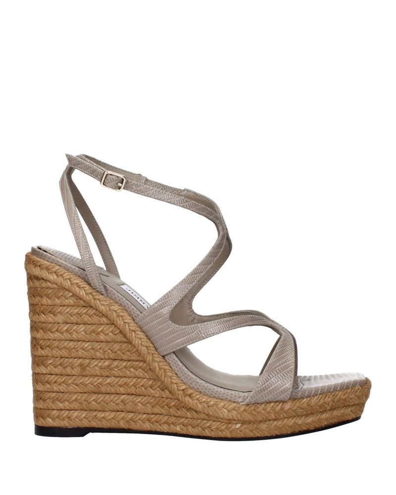 Jimmy Choo Gray Leather Wedges Sandals Glam Steals