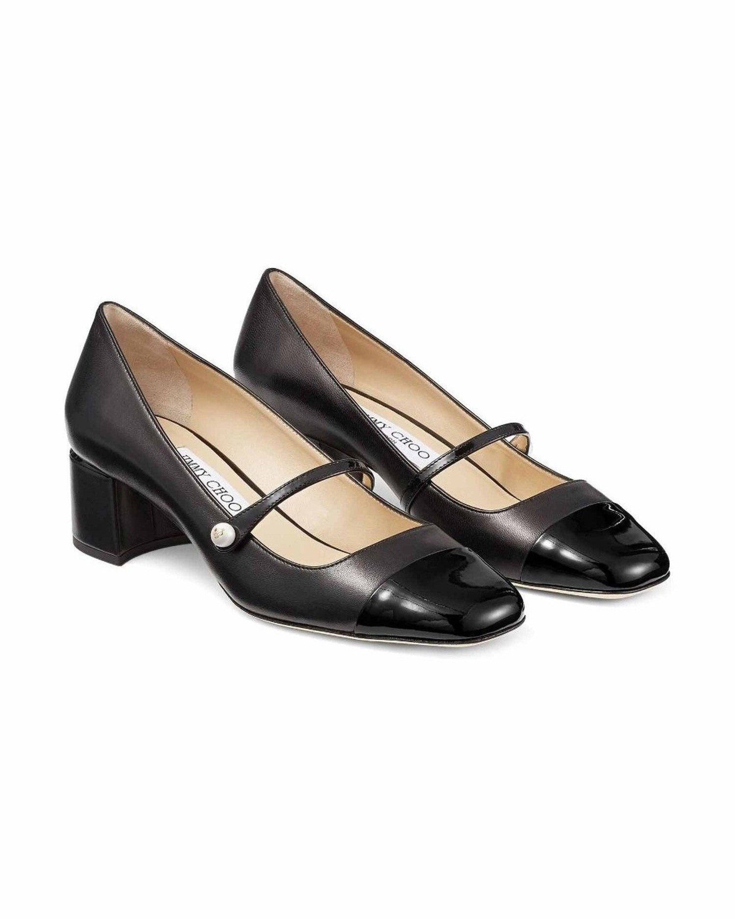 Jimmy Choo Leather Elisa 45 Nappa and Patent Pumps Glam Steals