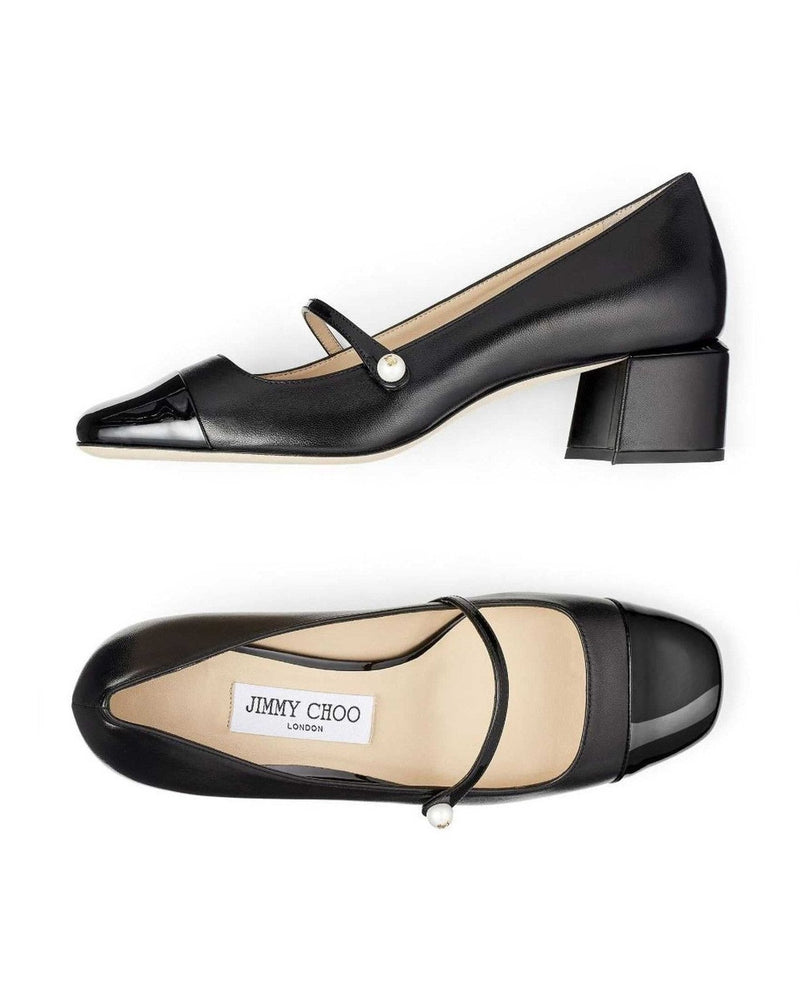 Jimmy Choo Leather Elisa 45 Nappa And Patent Pumps Heels