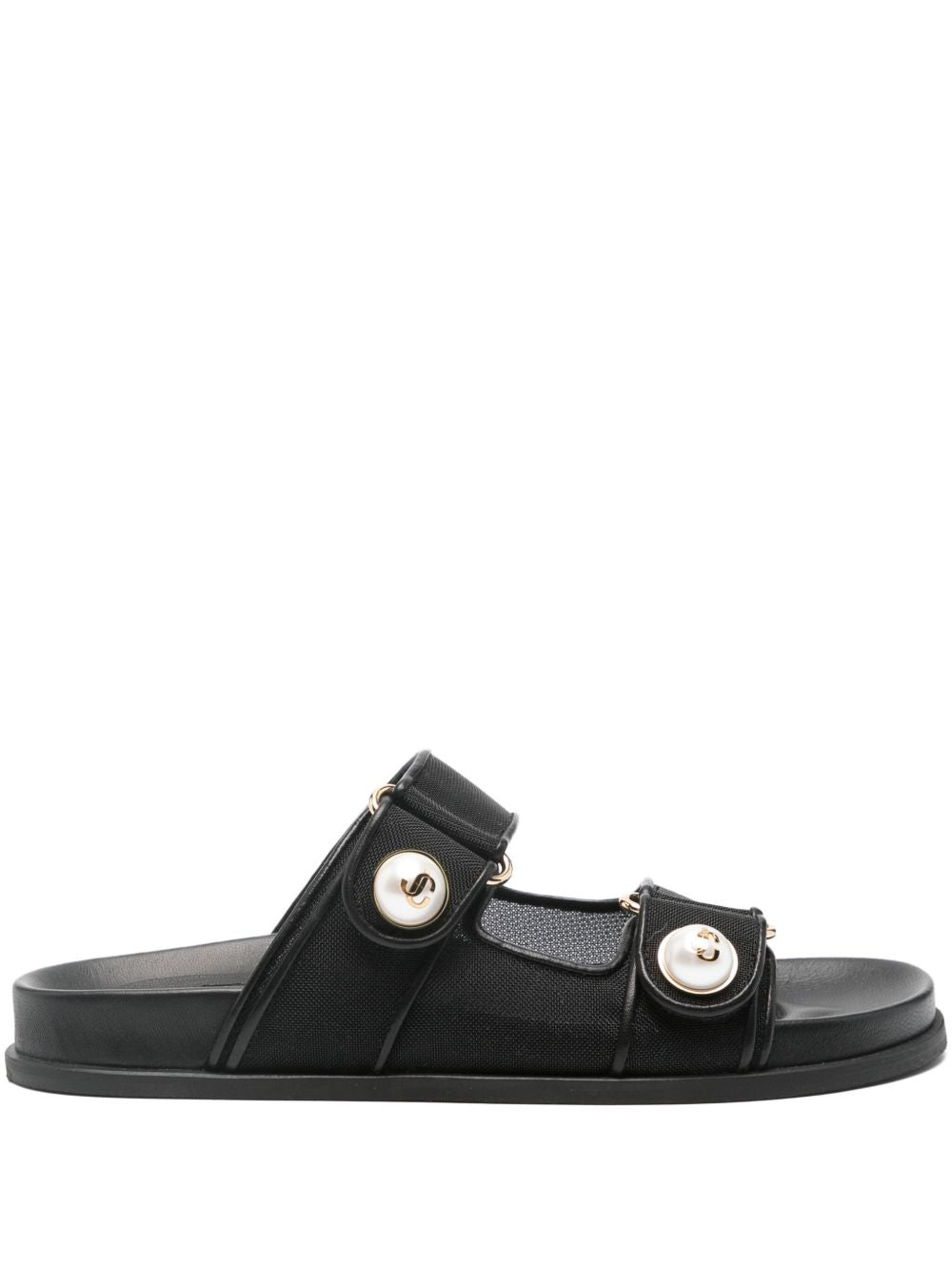 Jimmy Choo Leather Fayence Sandals Low with Pearls Glam Steals