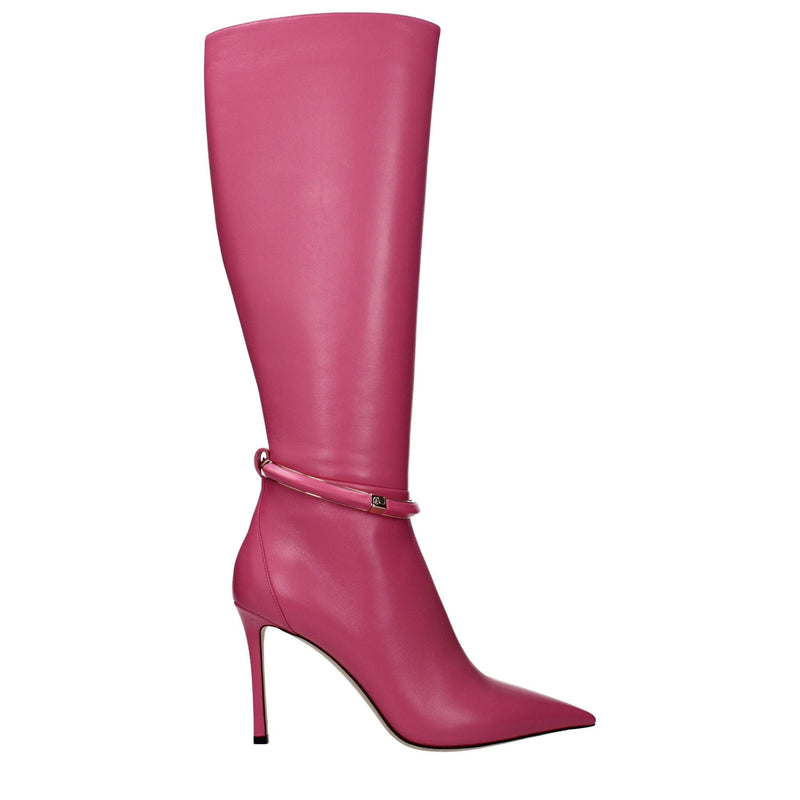 Jimmy Choo Pink Leather High Heel Boots Glam Steals