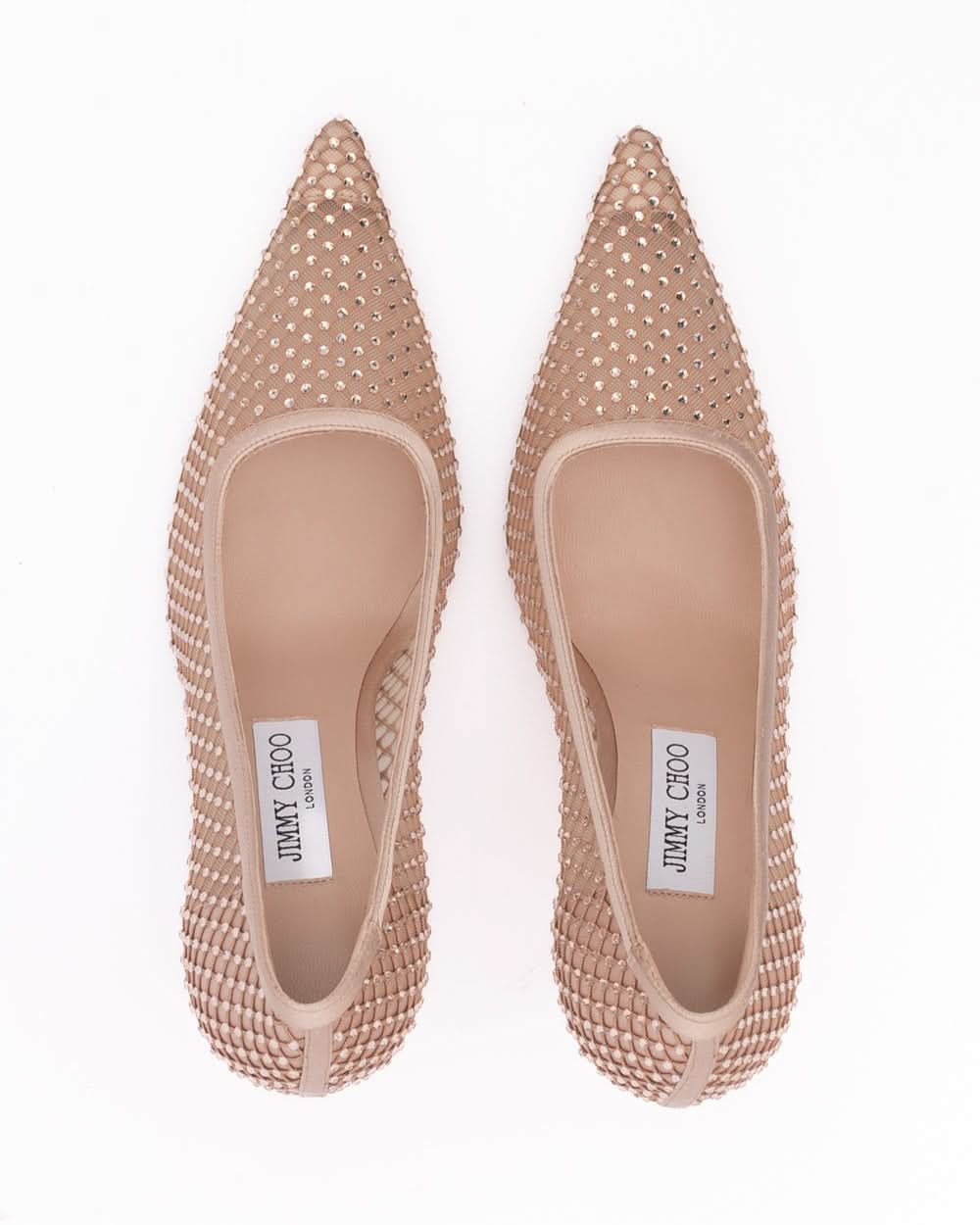 Jimmy Choo Pink Mesh Powder Satin Crystal Ixia 95 Pumps Glam Steals