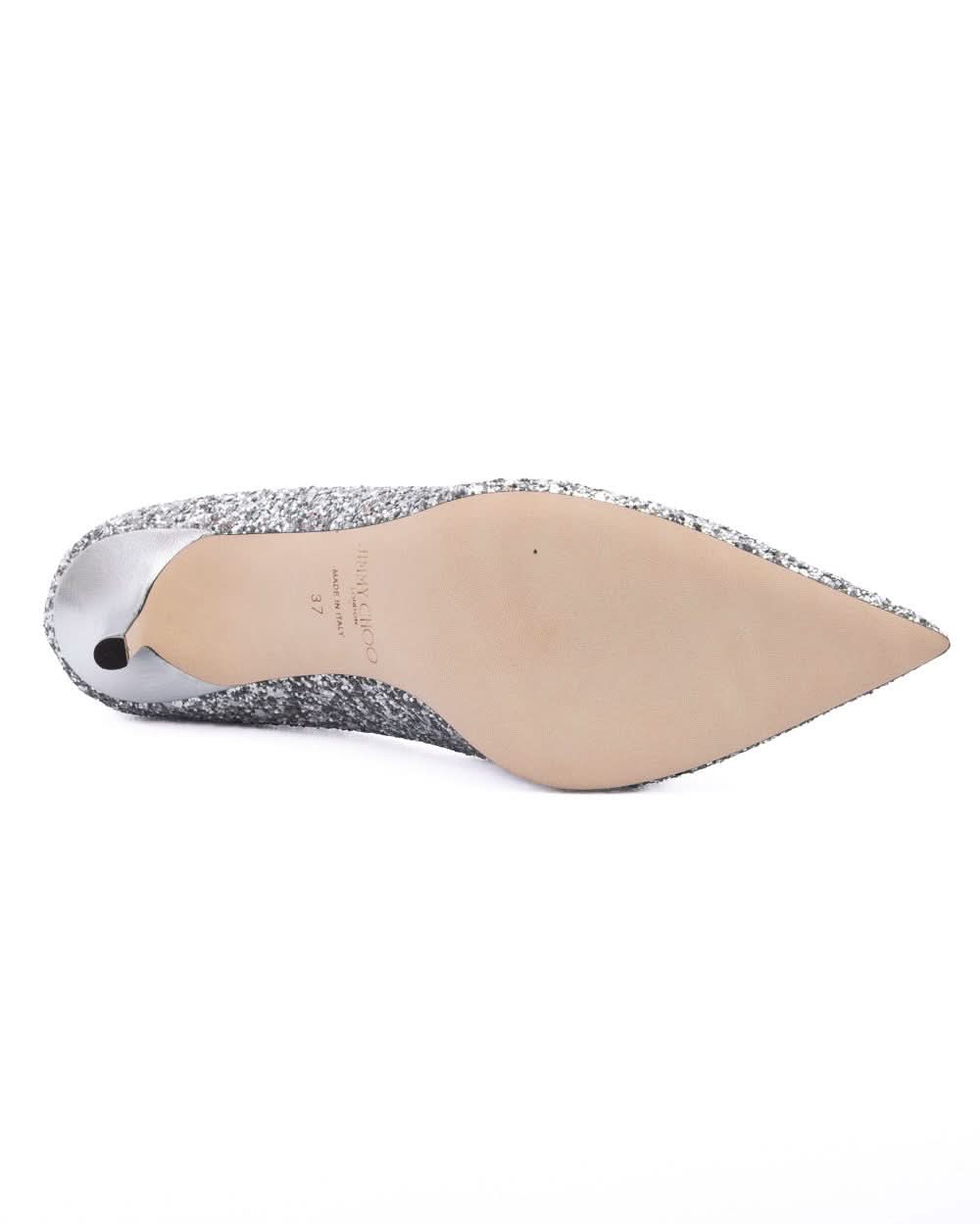 Jimmy Choo Silver Coarse Glitter Fabric Agnes Pumps Glam Steals