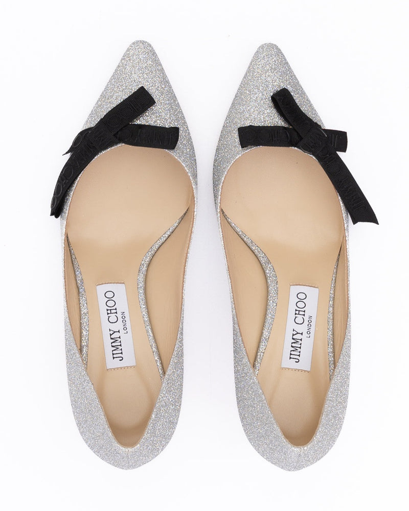 Jimmy Choo Silver Fine Glitter Fabric Romy 60 Pumps Glam Steals