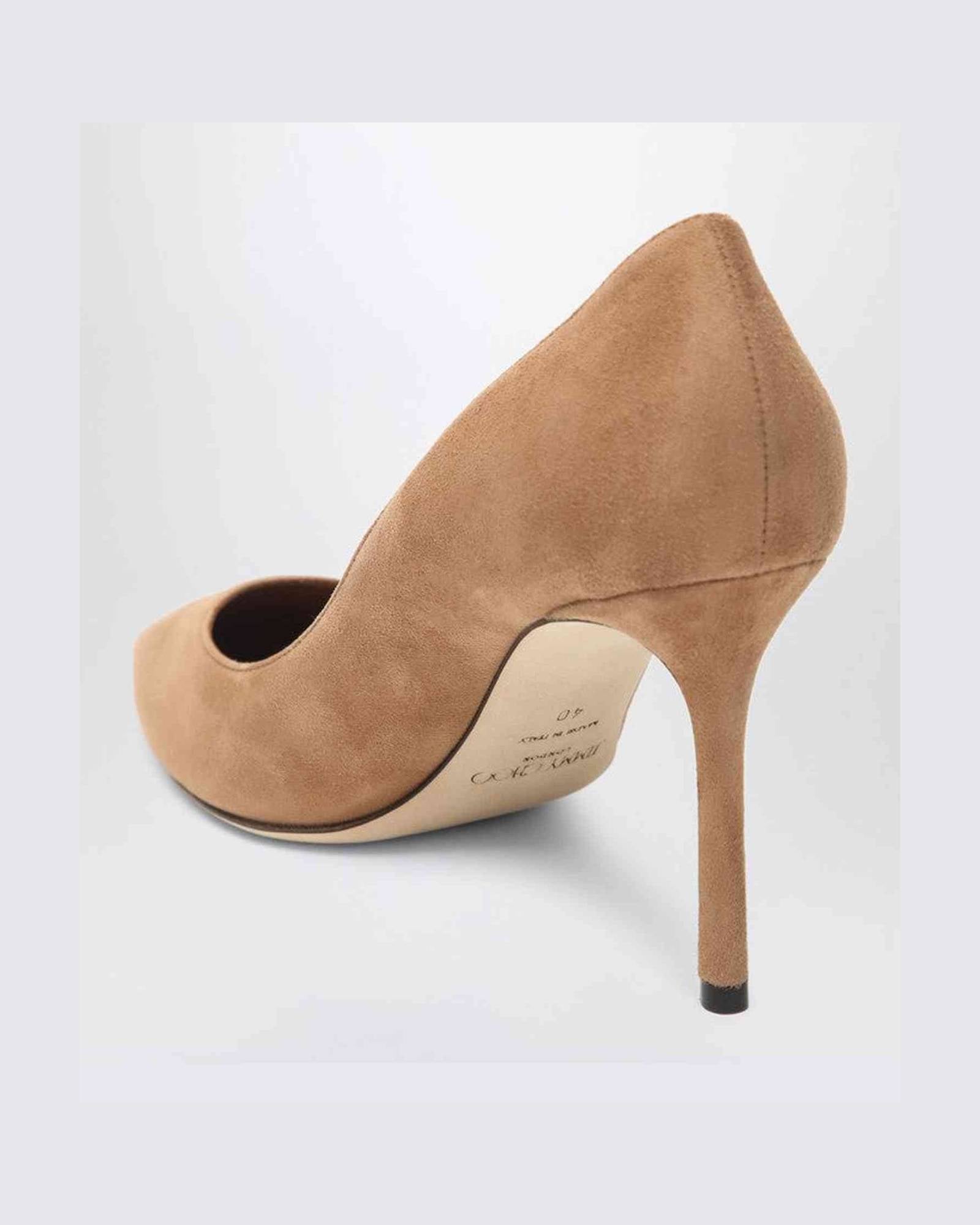 Jimmy Choo Suede Romy 85 Pumps in Toffee Colour Glam Steals