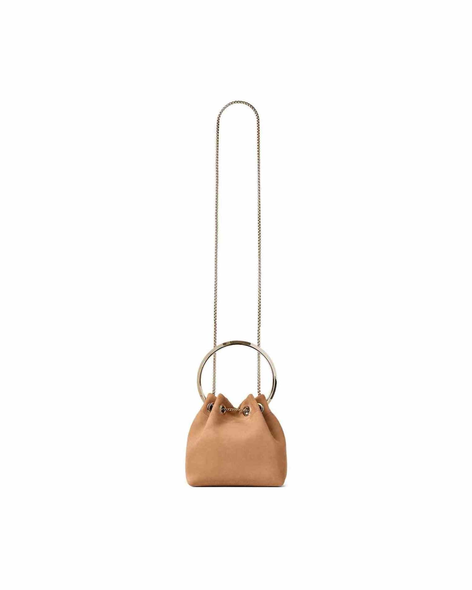 Jimmy Choo Suede Toffee Bag with Pearl Closure Glam Steals