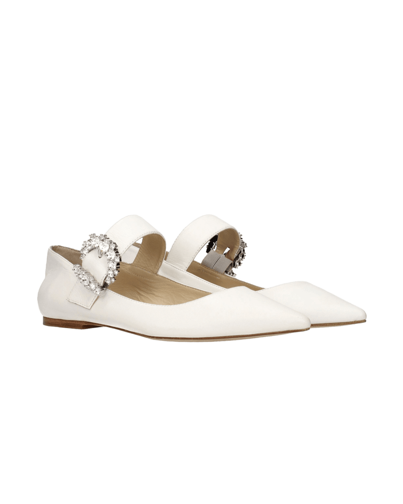 Jimmy Choo White Leather Ballet Flats Glam Steals