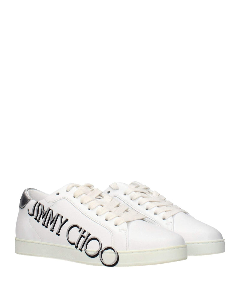 Jimmy Choo White Leather Low Top Sneakers Glam Steals
