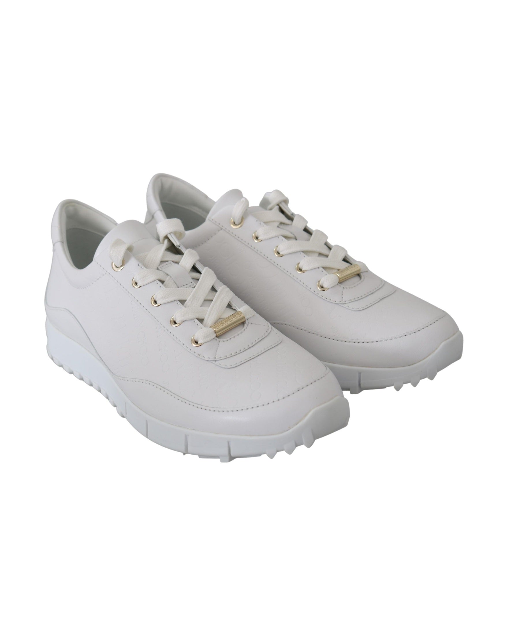 Jimmy Choo White Leather Monza Sneakers Glam Steals