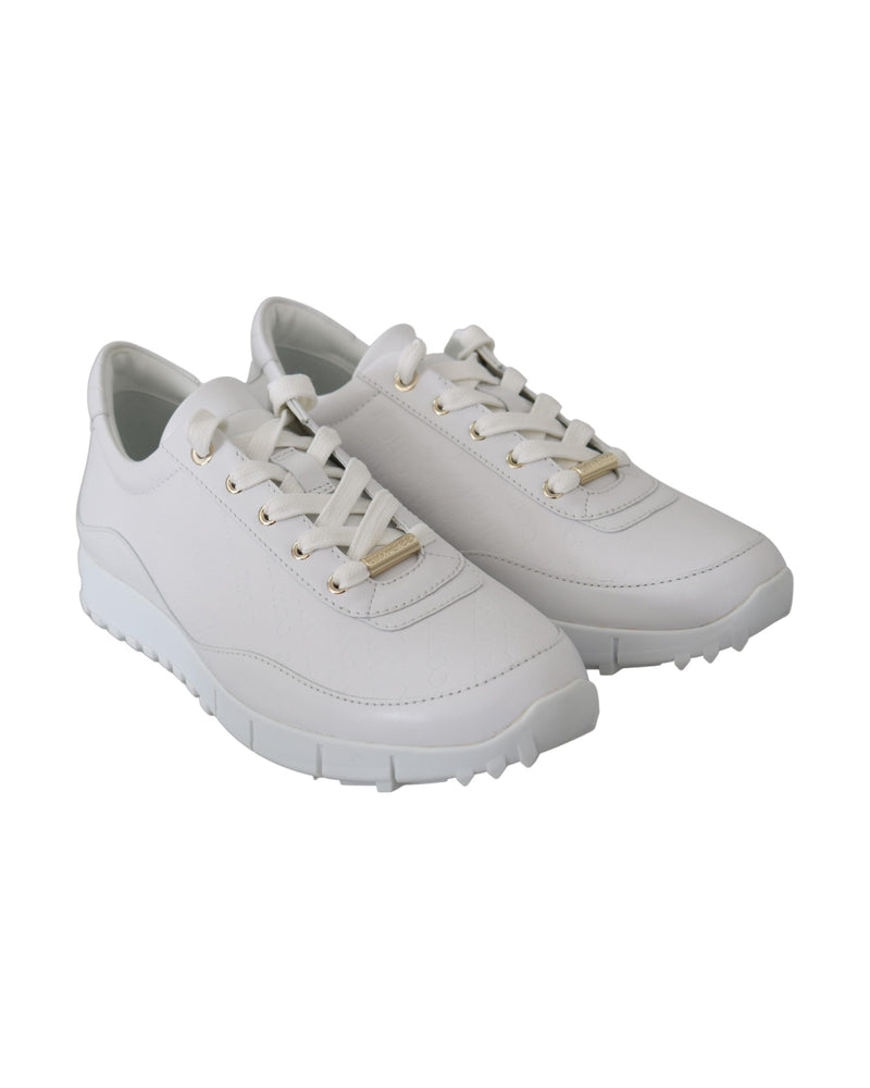 Jimmy Choo White Leather Monza Sneakers Glam Steals