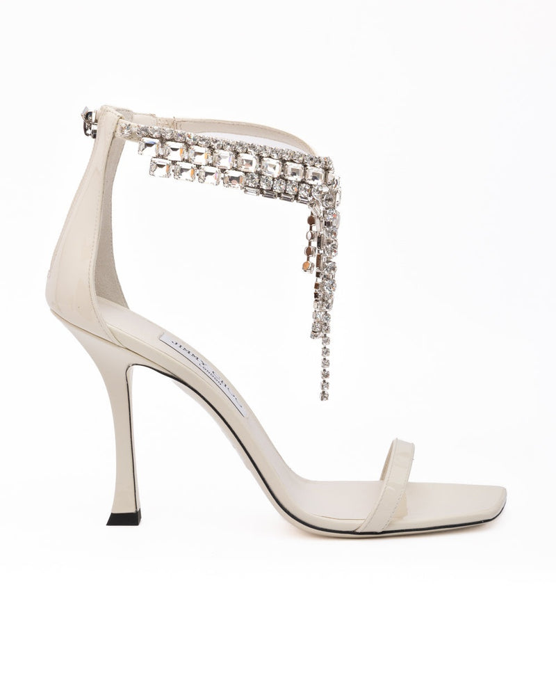 Jimmy Choo White Leather Patent Verity Sandals Glam Steals