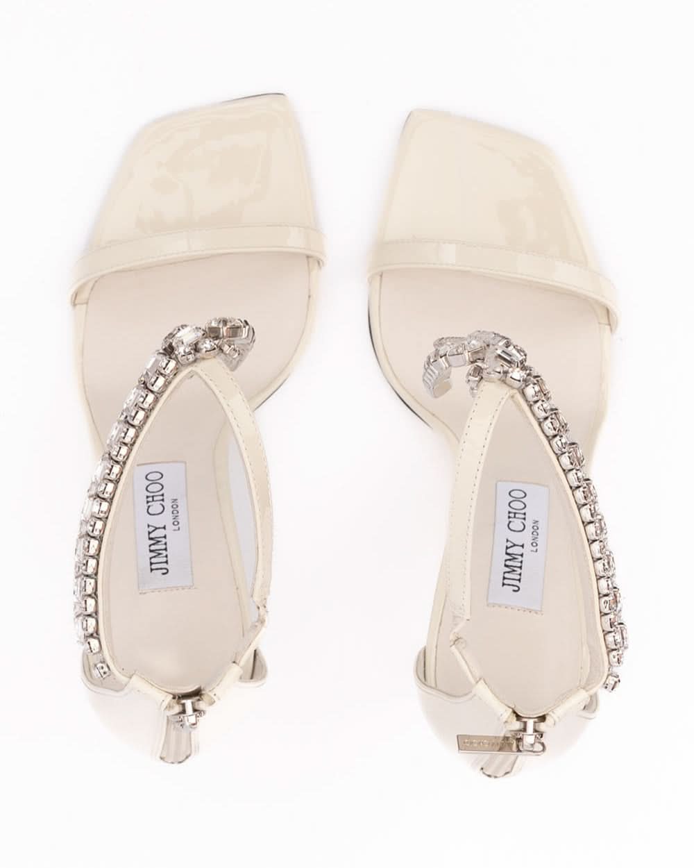 Jimmy Choo White Leather Patent Verity Sandals Glam Steals