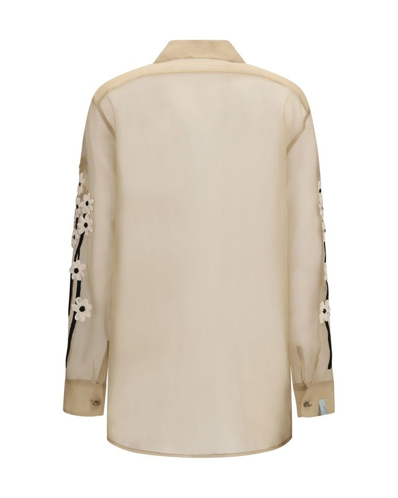 Khaite Beige Silk Pattern Shirt Glam Steals