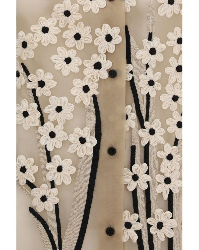 Khaite Beige Silk Pattern Shirt Glam Steals