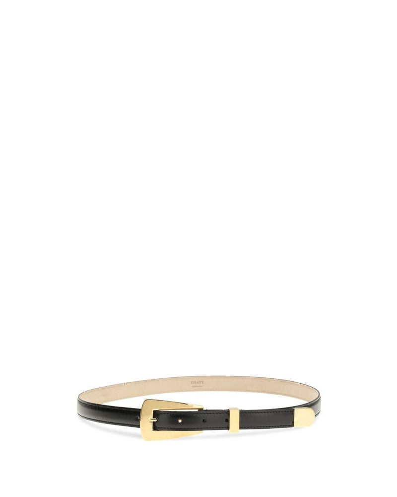 Khaite Black Calf Leather Bos Taurus Regular Belt Glam Steals