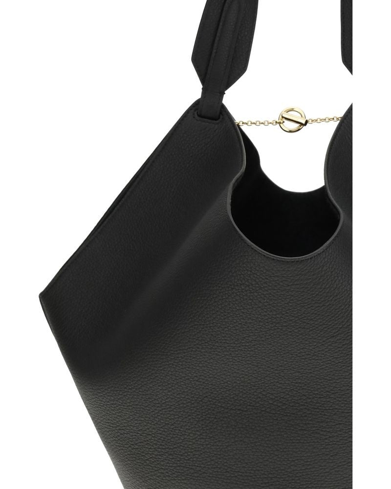Khaite Black Calf Leather Bos Taurus Shoulder Bag Glam Steals